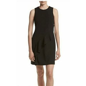 Ivanka Trump Black Sheath Dress Ruffle Size 14 16 Cocktail Dress LBD Chic